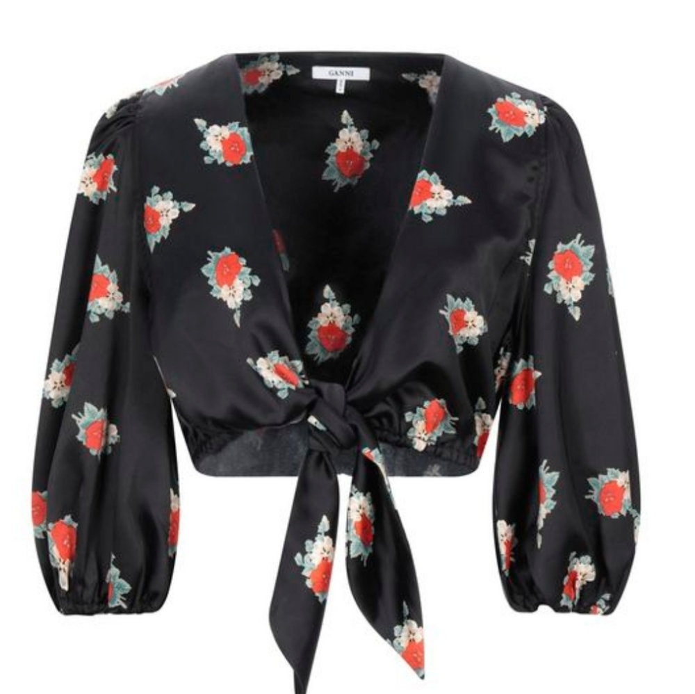Ganni Back Floral Crop Top/ Shrug Size 6